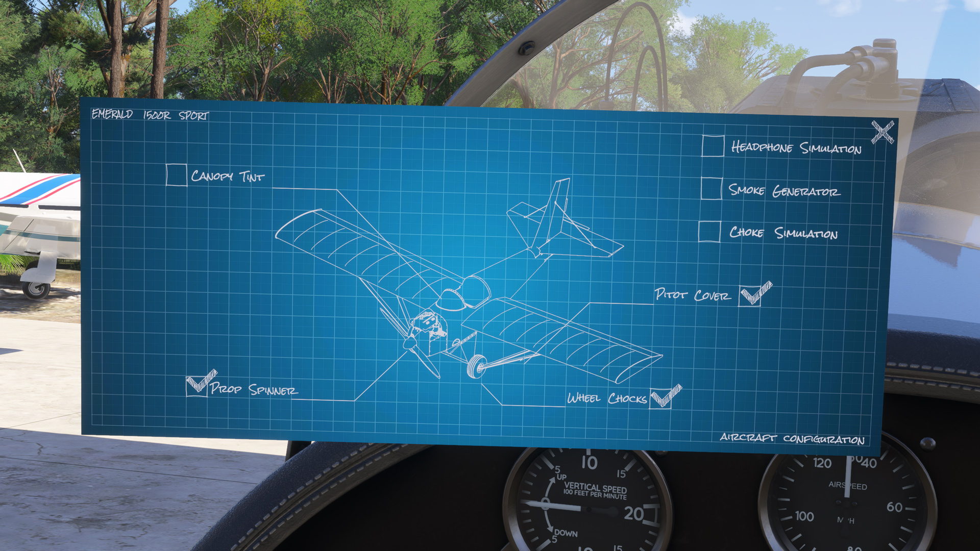 1500R Blueprint showing various aircraft features