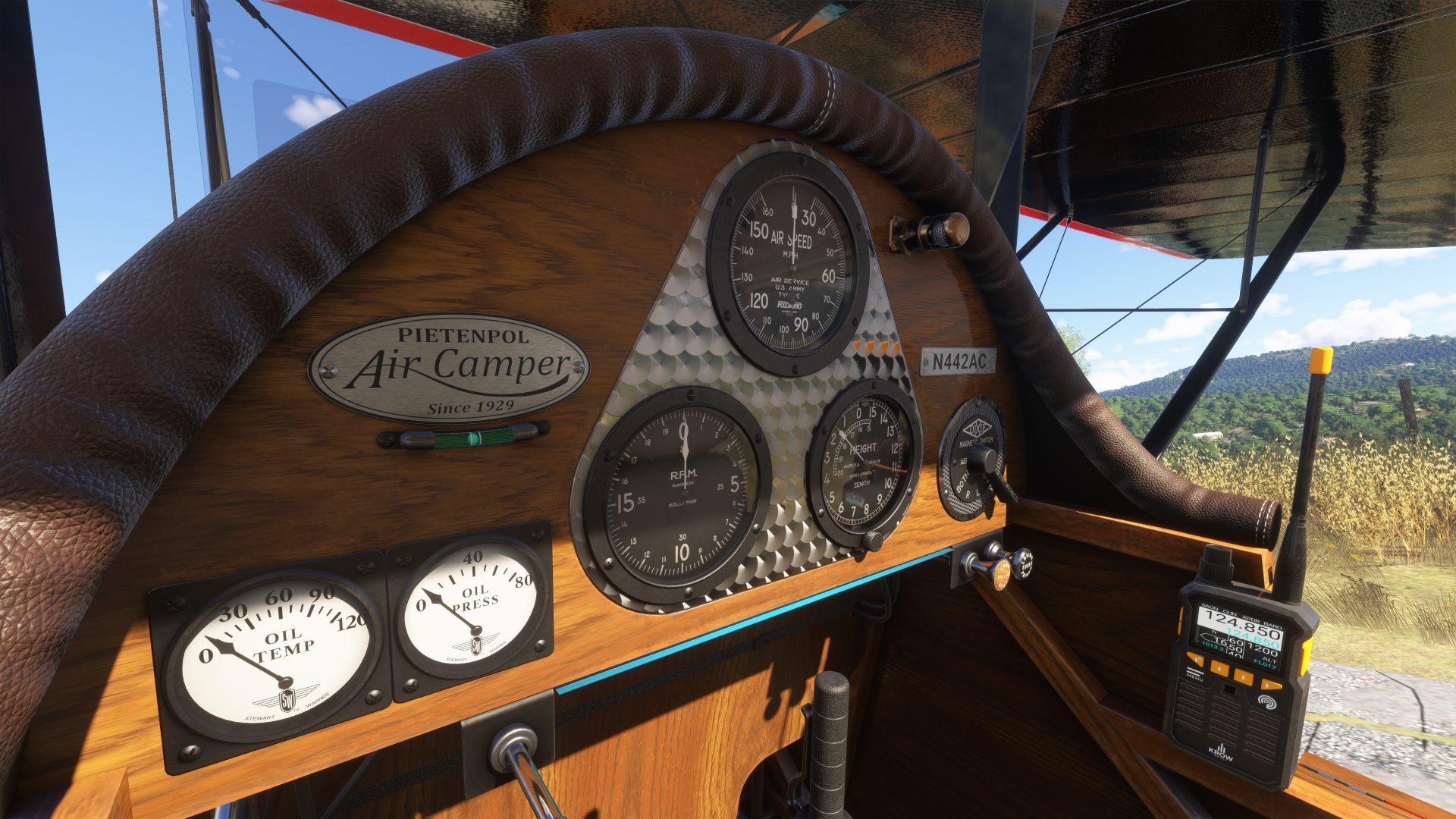 Pietenpol Air Camper wood panel with metal gauge inset